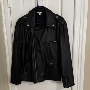 Bar III Black Leather Jacket